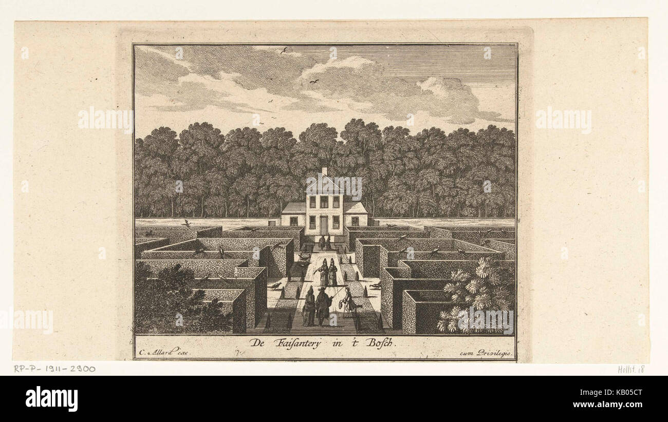 Tuinlabyrint met fazanten op paleis Honselaarsdijk Stock Photo