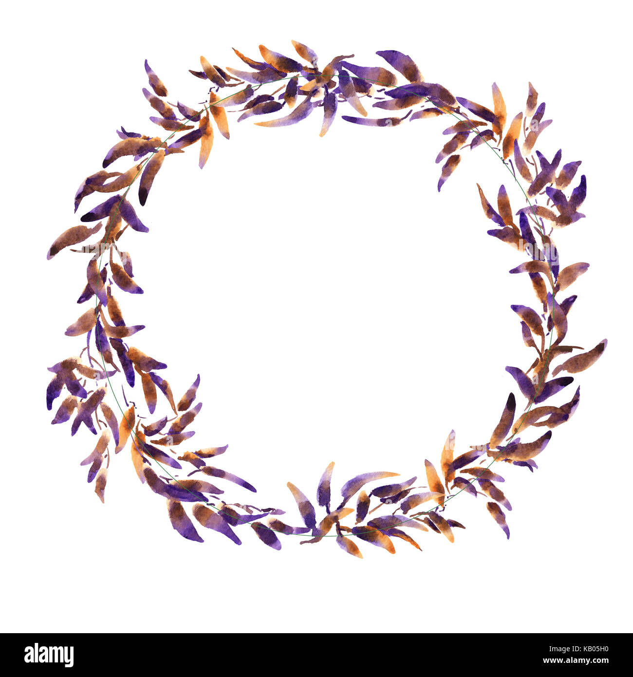 Wreath romantic watercolor purple Summer flowers frame Stock Photo - Alamy