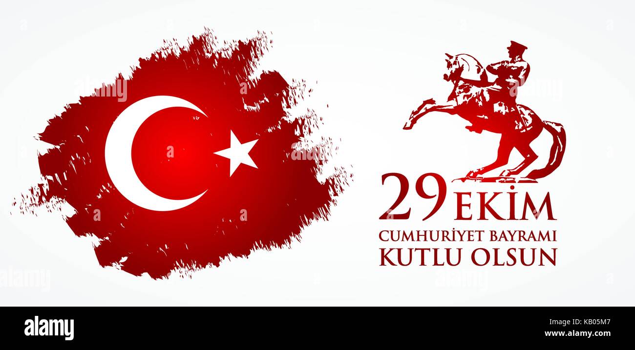 29 Ekim Cumhuriyet Bayraminiz kutlu olsun. Translation: 29 october Happy Republic Day Turkey. Greeting card design elements. Stock Vector