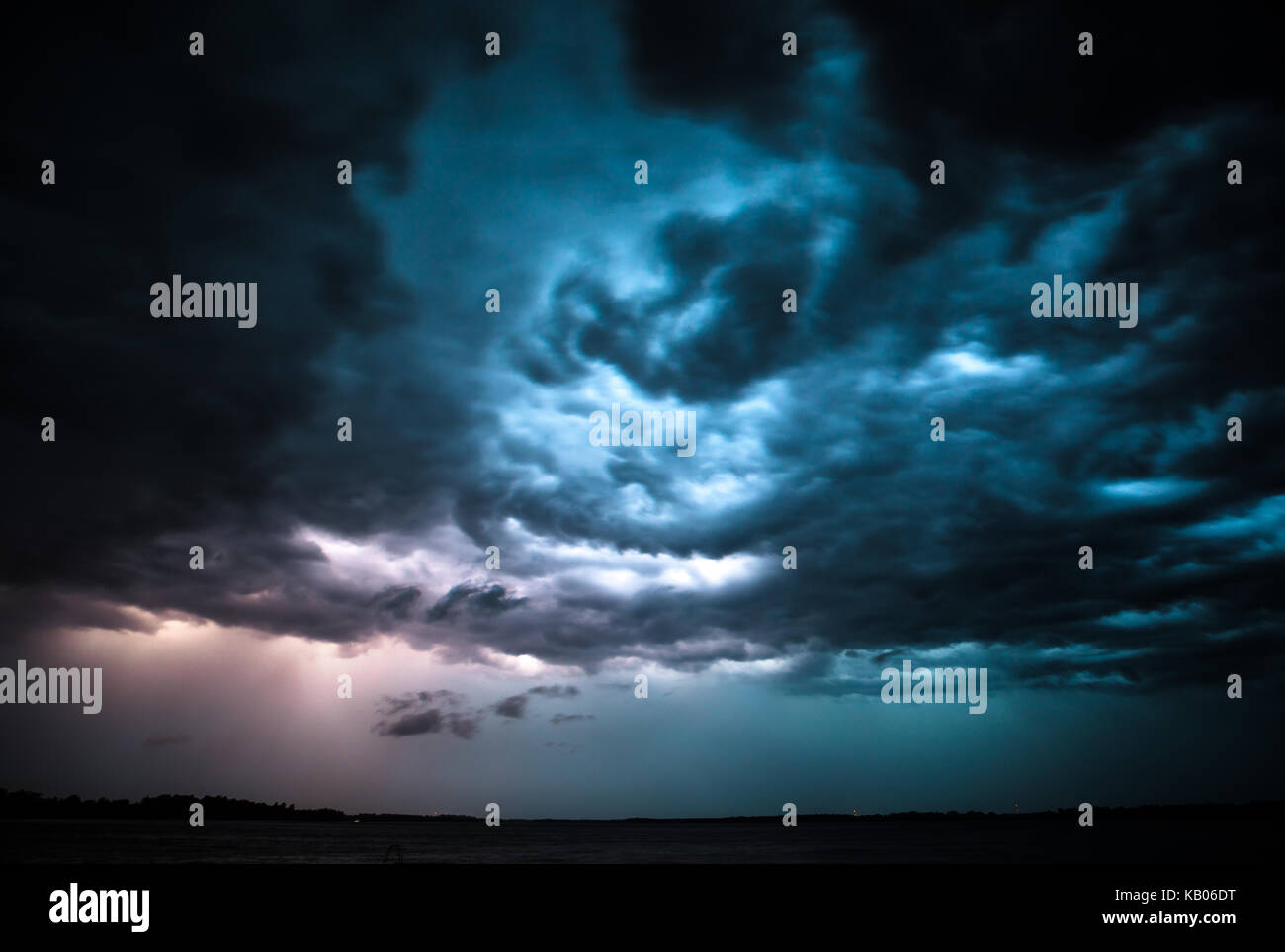 Dramatic clouds and lightning during a summer thunderstorm. Tartu, Estonia. Stock Photo