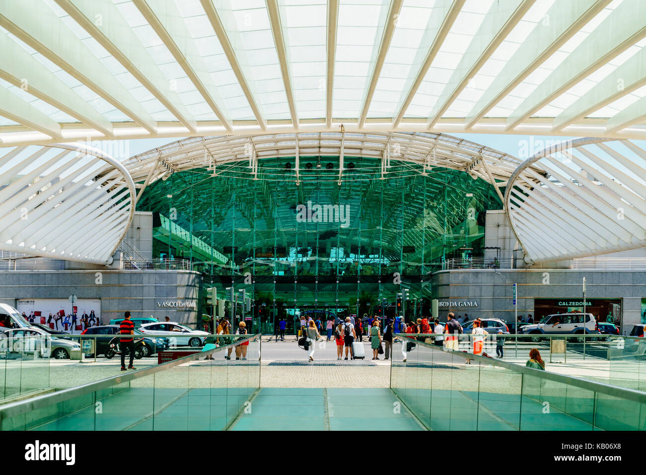 LISBON, PORTUGAL - AUGUST 10, 2017: View From Gare do Oriente (Lisbon Oriente Station) Towards Vasco da Gama Shopping Center Mall. Stock Photo