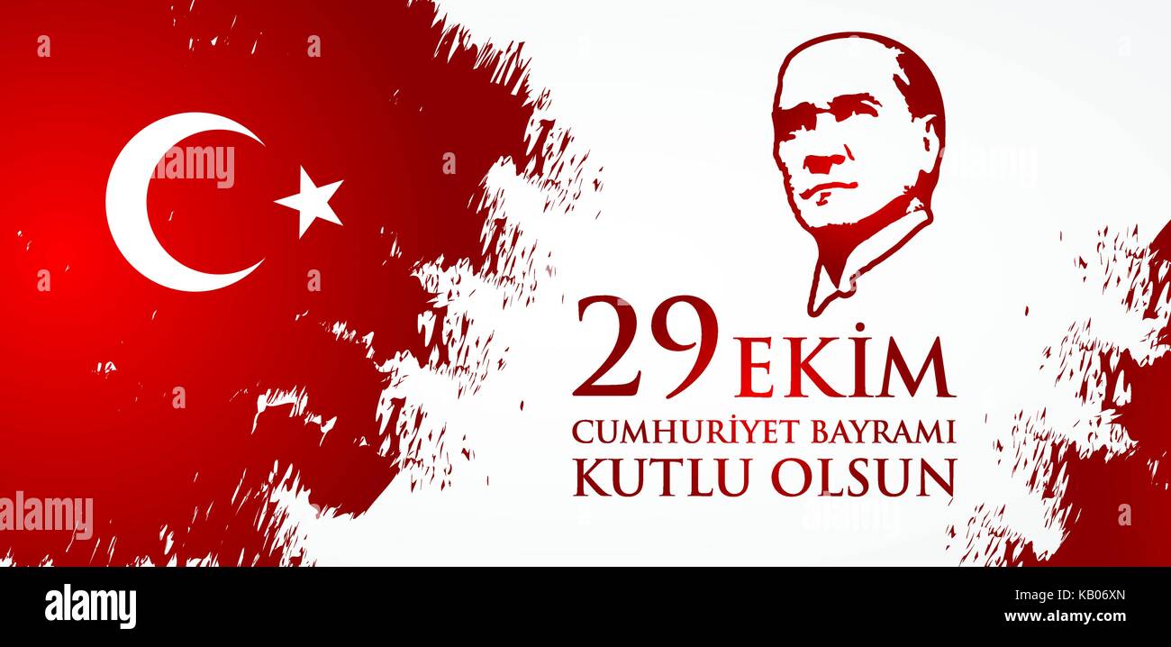 29 Ekim Cumhuriyet Bayraminiz kutlu olsun. Translation: 29 october Happy Republic Day Turkey. Greeting card design elements. Stock Vector