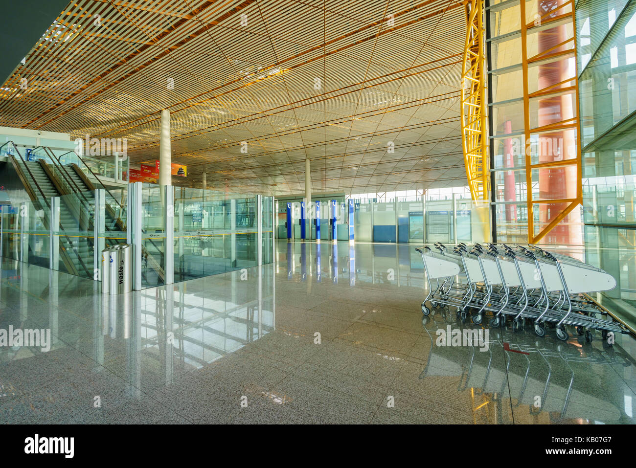 Beijing, JAN 3: Interior view of the Beijing International Airport at Beijing, China Stock Photo