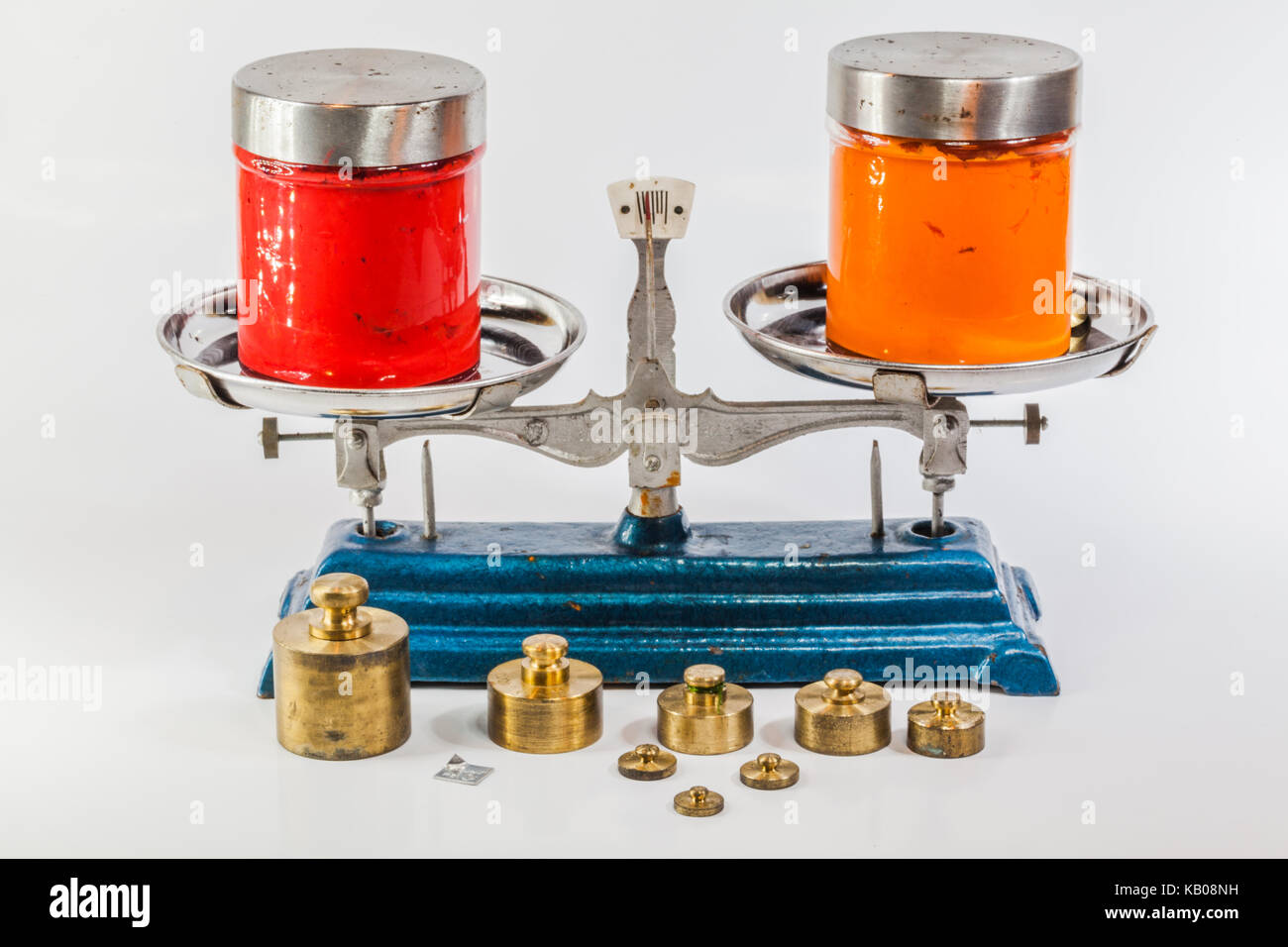 Stainless steel scales in blue color with weighing plates for weighing