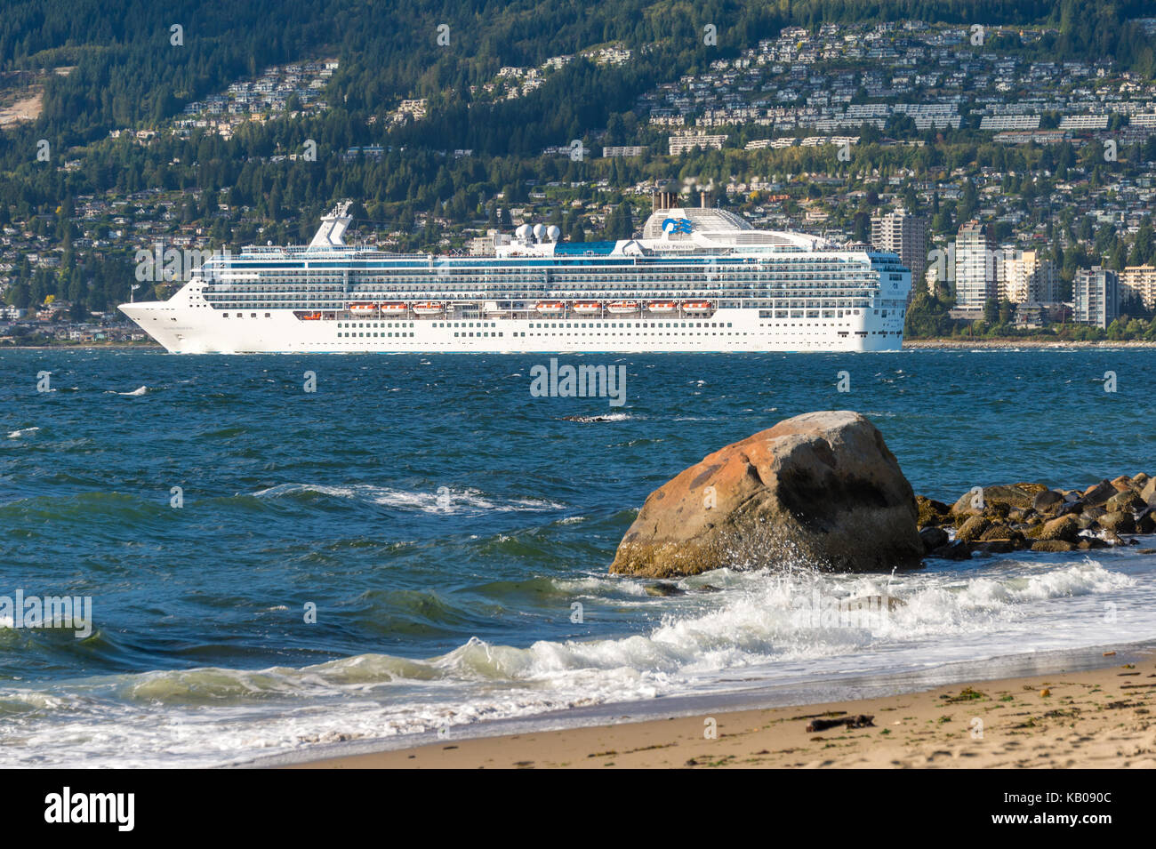 Vancouver, British Columbia, Canada - 13 September 2017: MS Island Princess cruise ship leaving Vancouver Stock Photo