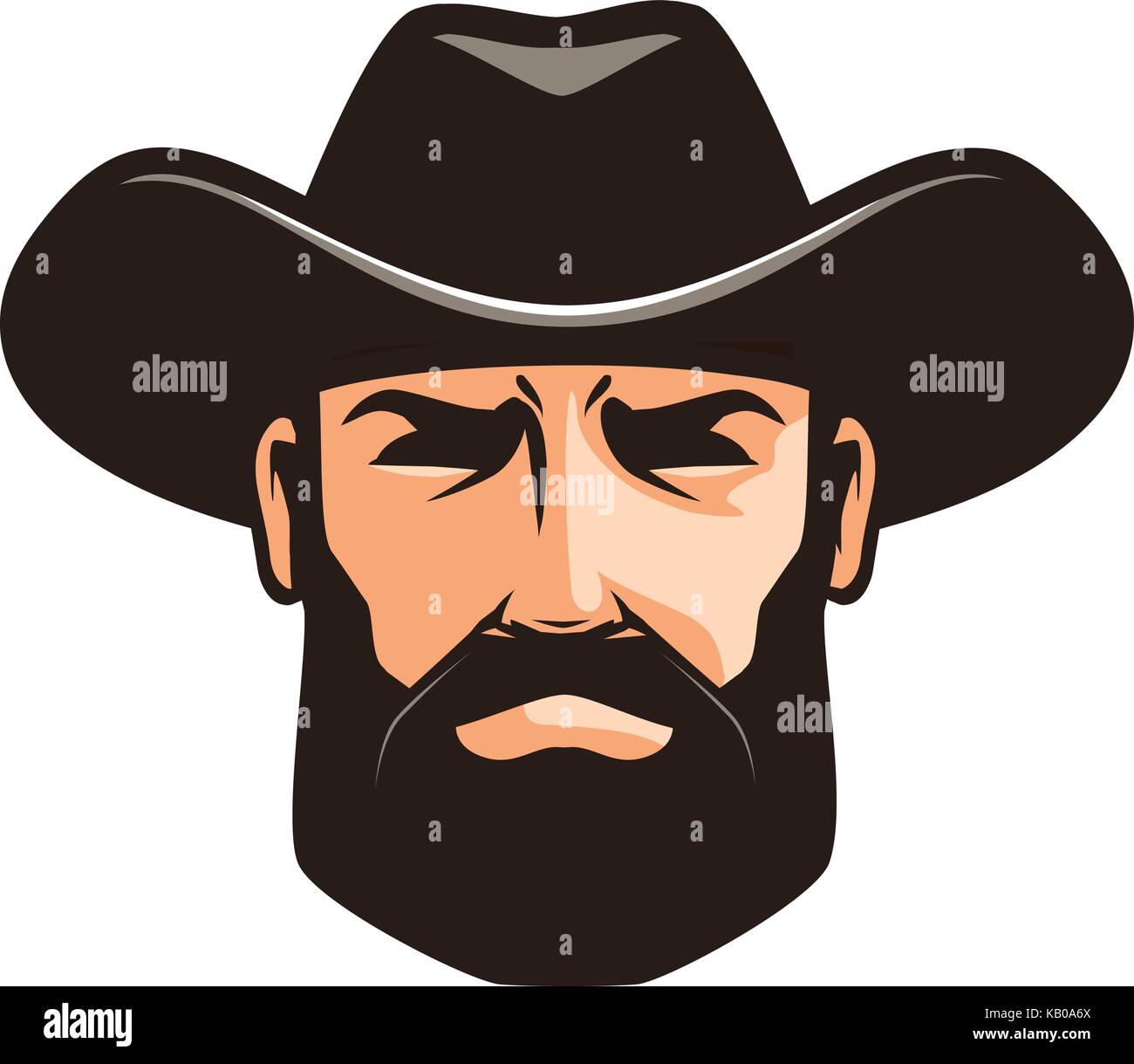 American cowboy logo or label. Sheriff, wrangler, rodeo symbol. Cartoon vector illustration Stock Vector