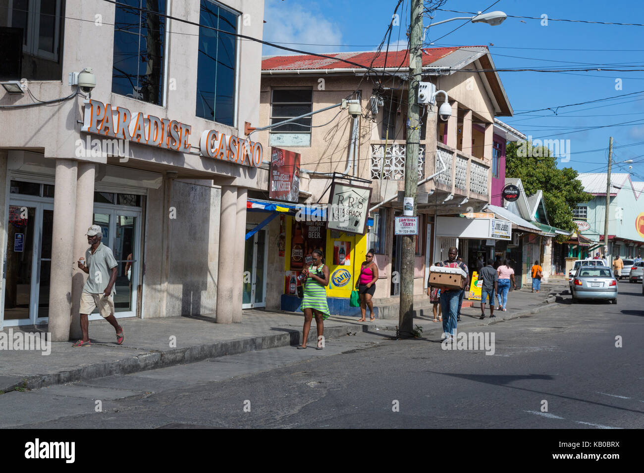 St. Johns, Antigua.  Market Street Street Scene. Stock Photo