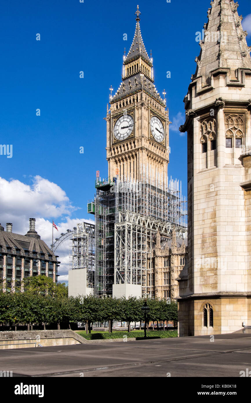 Big Ben with scaffolding - under renovation. Stock Photo