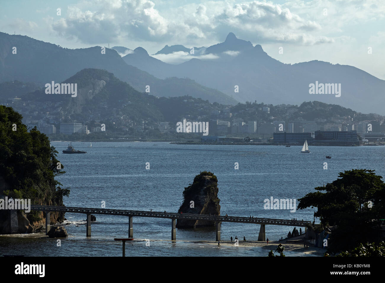 Bridge to Boa Viagem Island, Niteroi, and Guanabara Bay, Rio de Janeiro, Brazil, South America Stock Photo