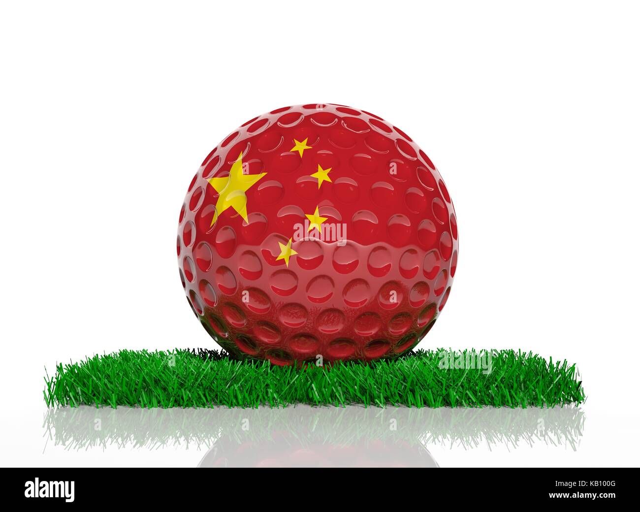 Golf ball with flag of China on green grass Stock Photo Alamy