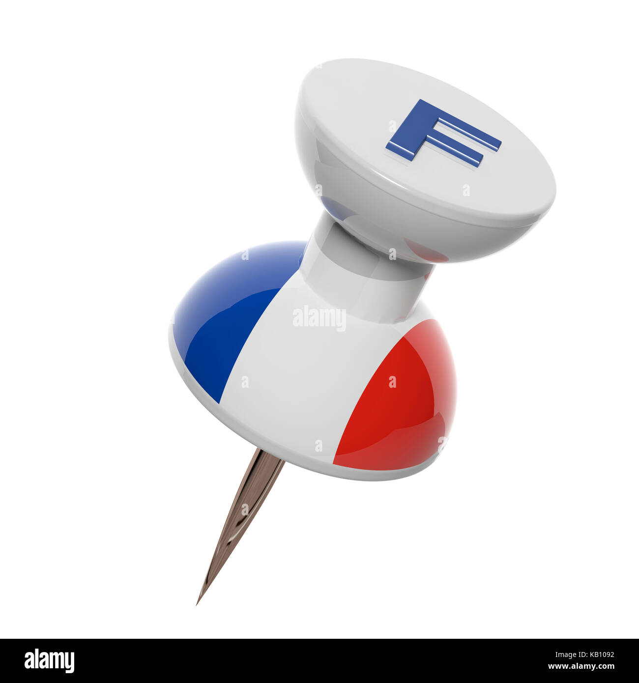 3D pushpin with flag of France isolated on white Stock Photo