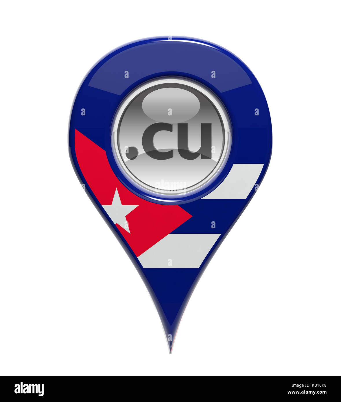 3D pin domain marker with Cuban flag isolated Stock Photo
