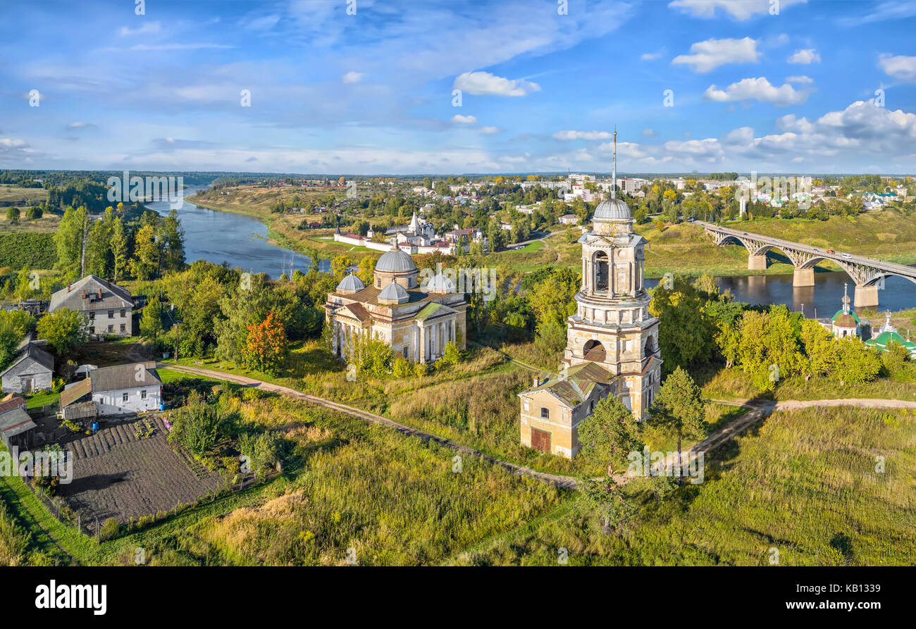 Churches located in the area of ancient hillfort in Staritsa, Tver oblast, Russia Stock Photo