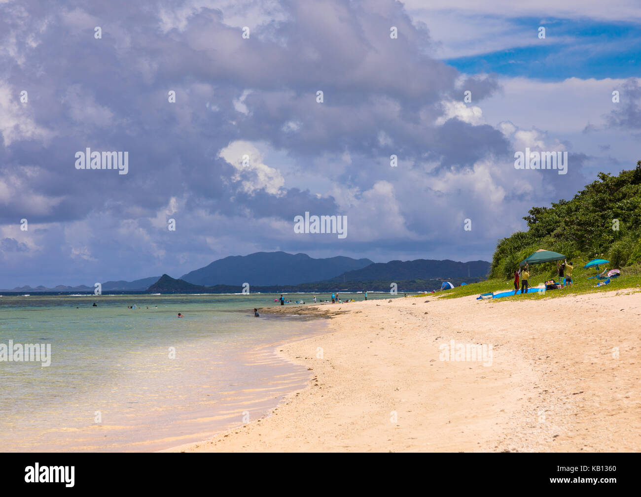 Empty yonehara beach in summertime, Yaeyama Islands, Ishigaki, Japan Stock Photo