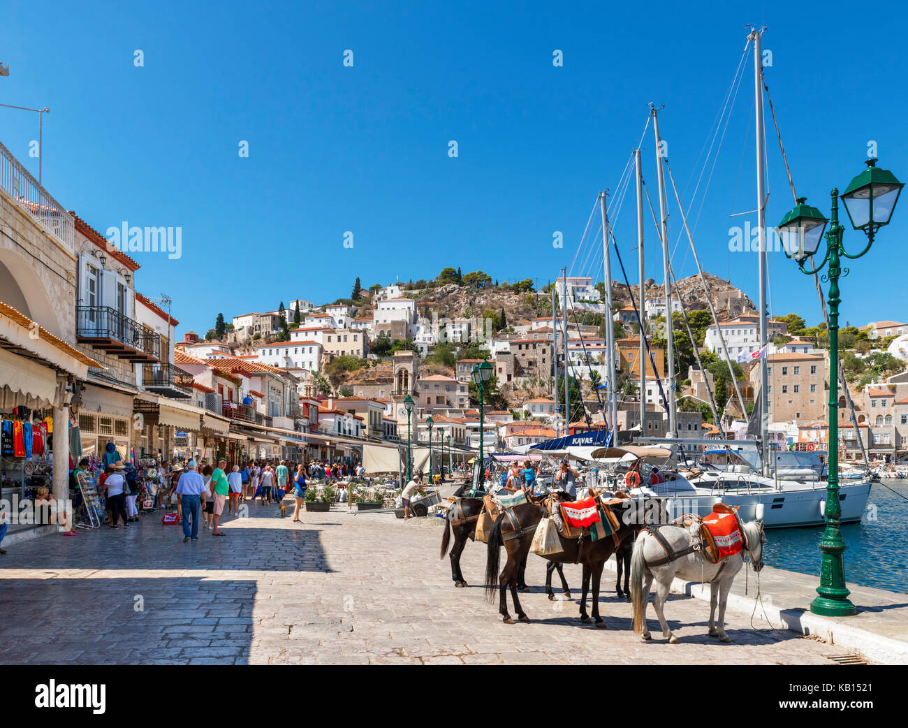 The harbour in Hydra, Greece, Saronic Islands Stock Photo