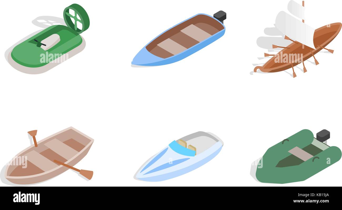 Sea boat icon set, isometric style Stock Vector Image & Art - Alamy