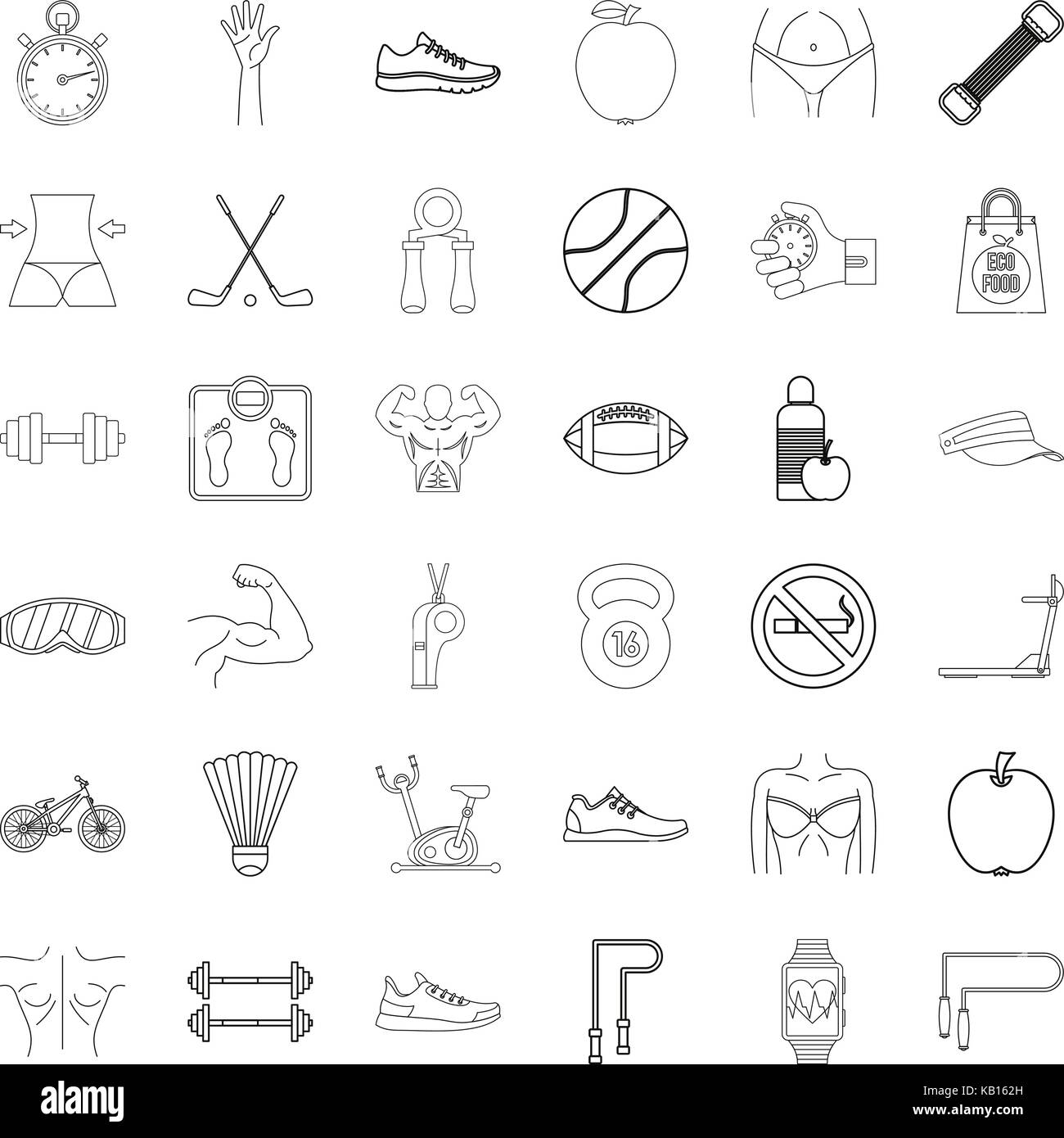 Fitness icons set, outline style Stock Vector Image & Art - Alamy