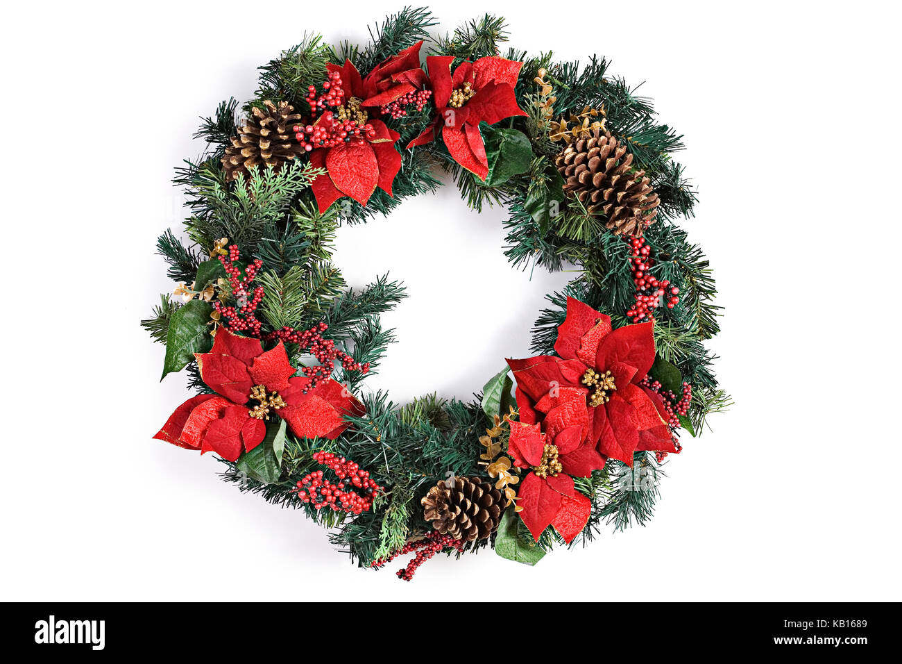 Isolated on white background Christmas holiday wreath Stock Photo - Alamy