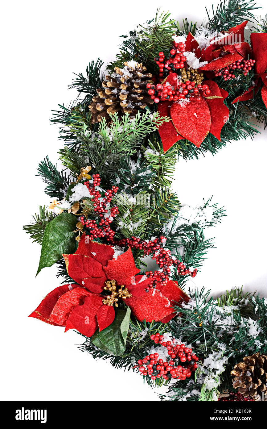 Isolated on white background Christmas holiday wreath Stock Photo - Alamy
