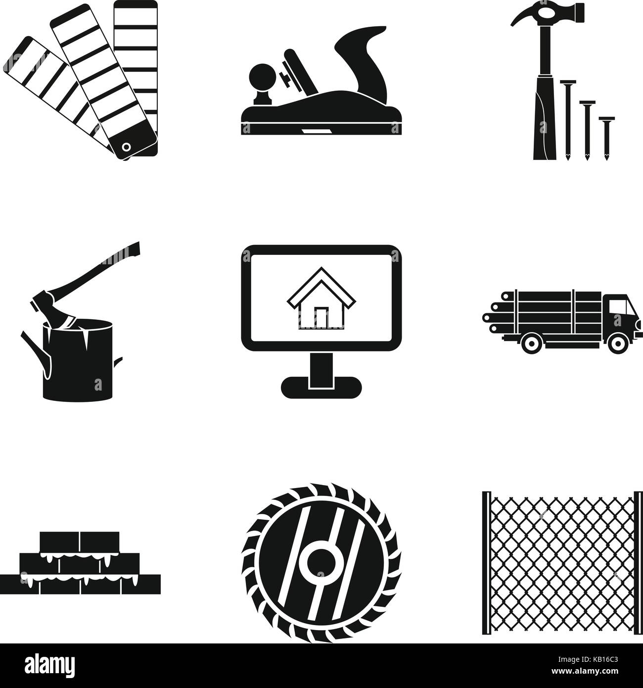 Material handling icons set, simple style Stock Vector