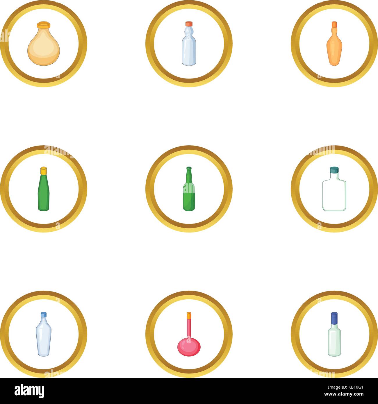 Types of bottle icons set, cartoon style Stock Vector Image & Art - Alamy