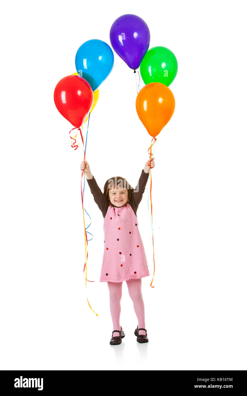 Cute little girl holding balloons Stock Photo Alamy