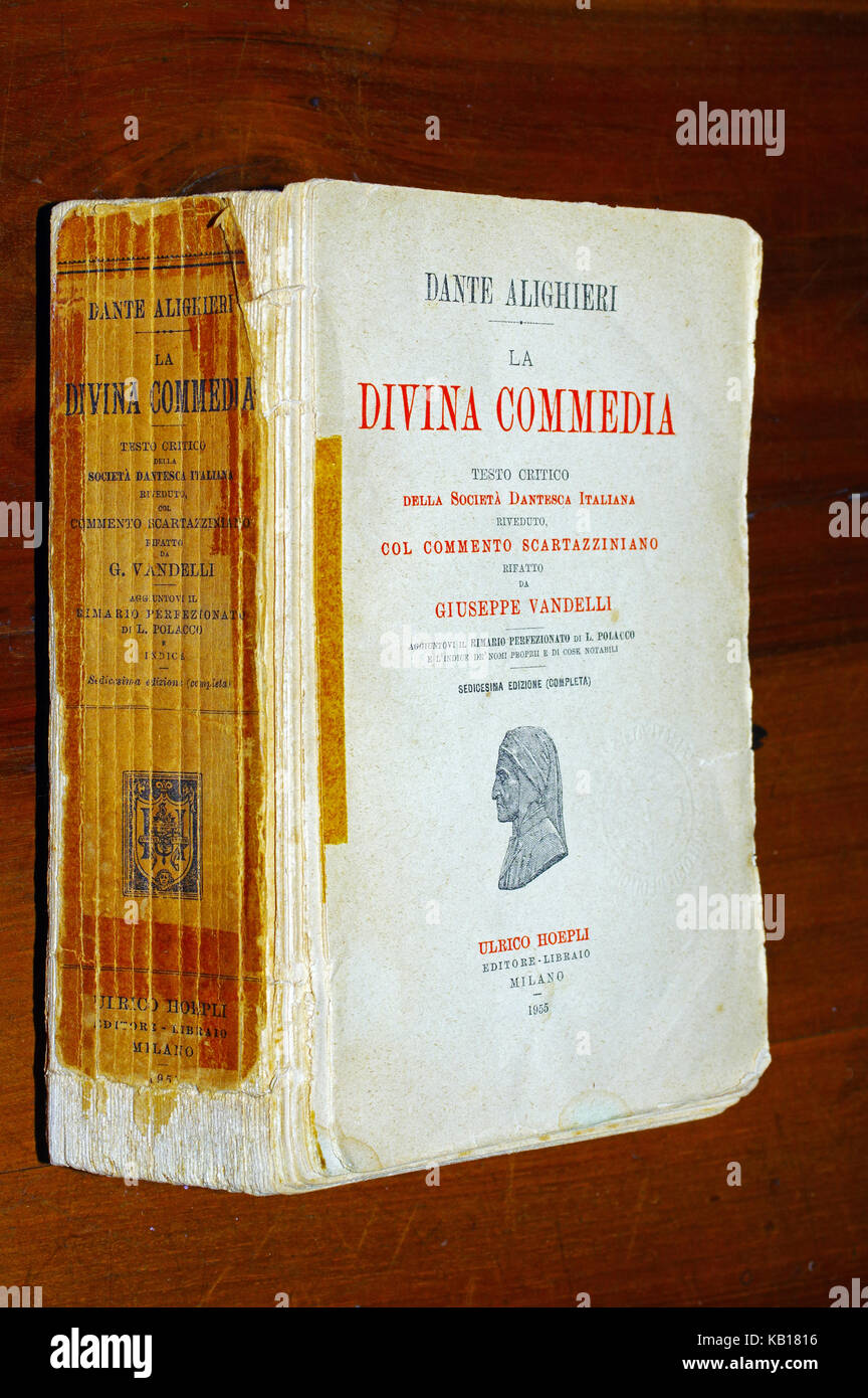 Old book 'La Divina Commedia' Stock Photo