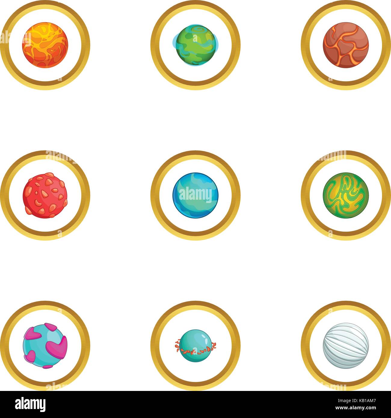 Fantastic planet icons set, cartoon style Stock Vector Image & Art - Alamy