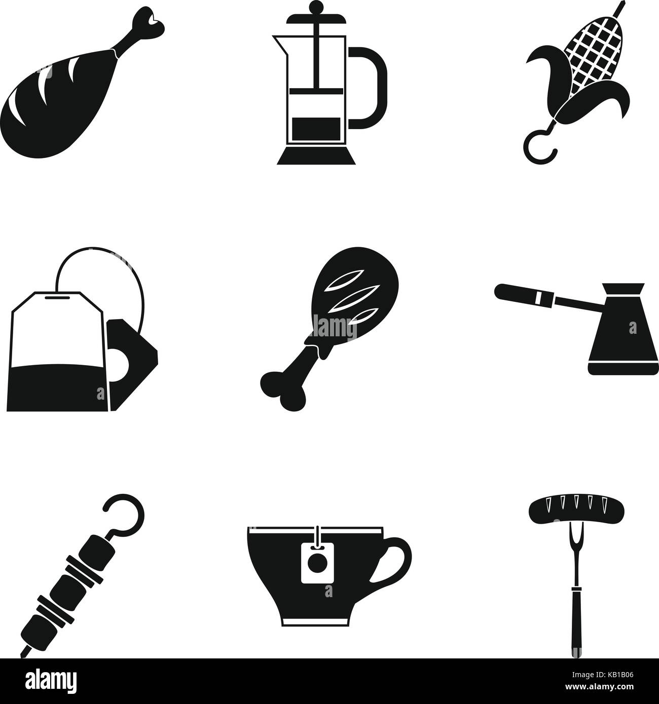 Fried food icons set, simple style Stock Vector Image & Art - Alamy