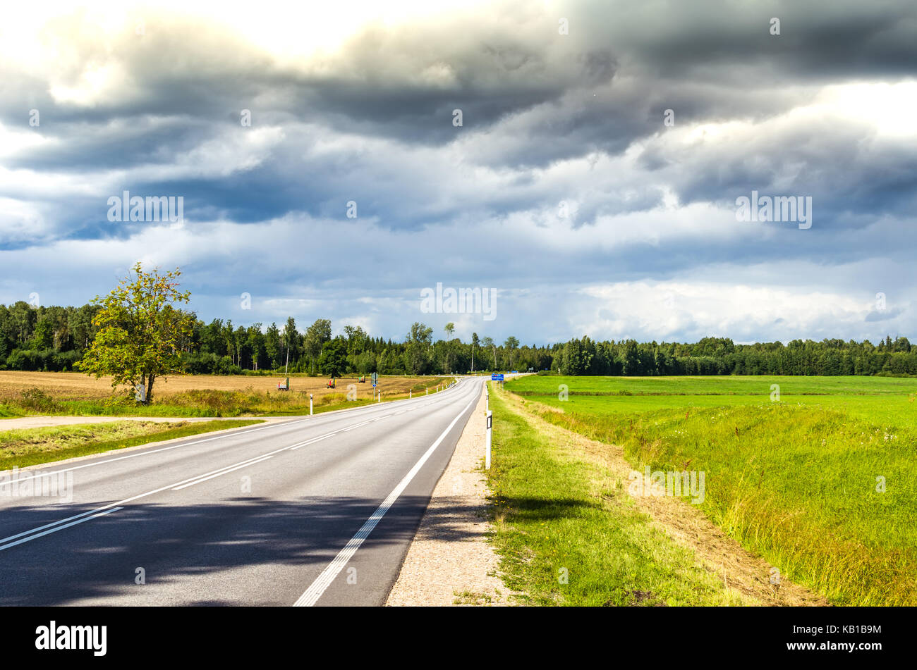 A highway in the countryside n a cloudy day Stock Photo