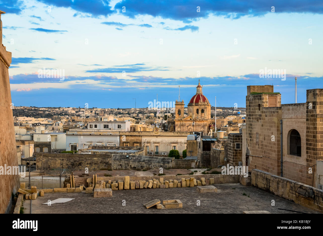 Evening in Victoria, capital of Gozo in Malta Stock Photo