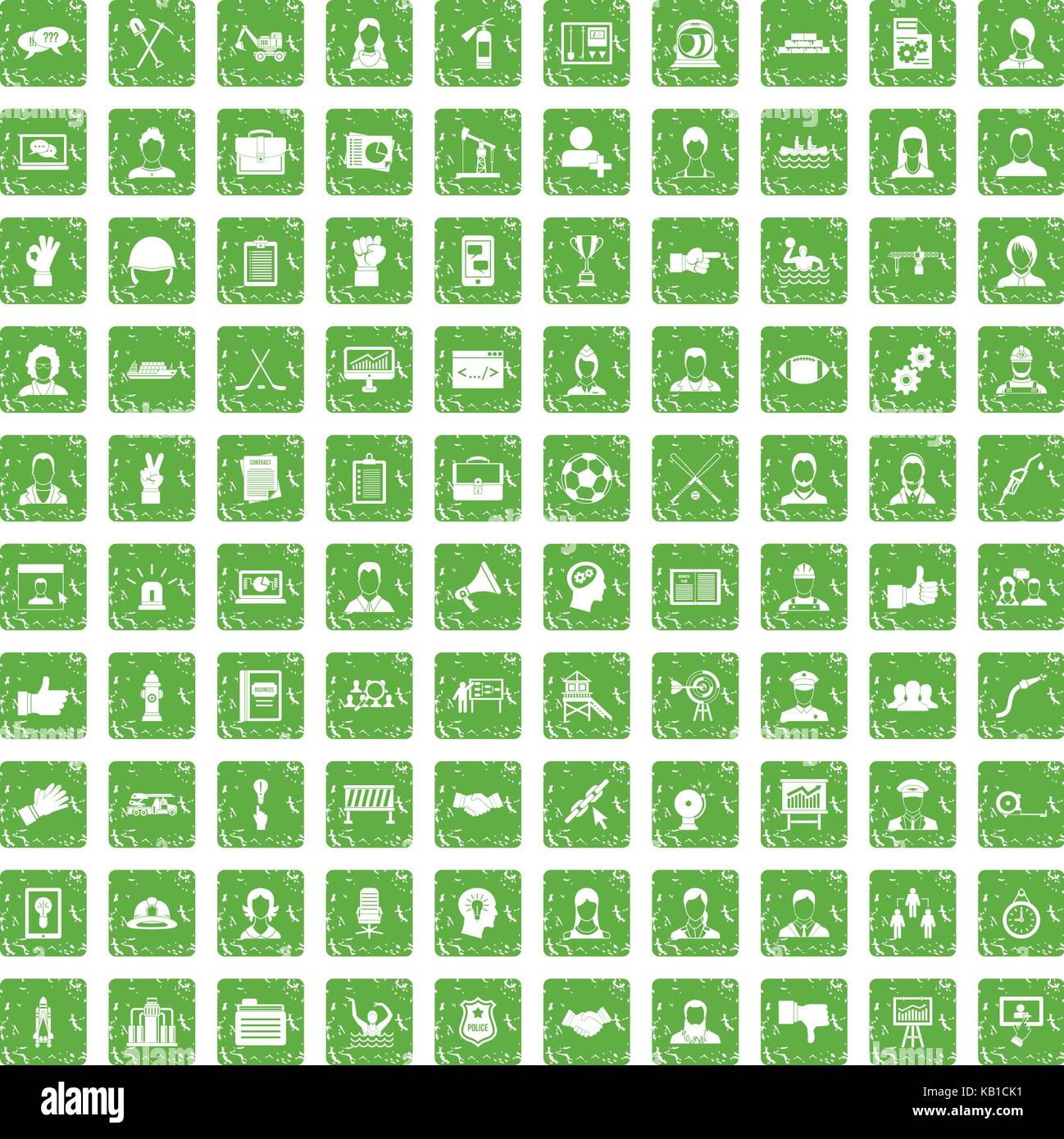 100 team work icons set grunge green Stock Vector Image & Art - Alamy