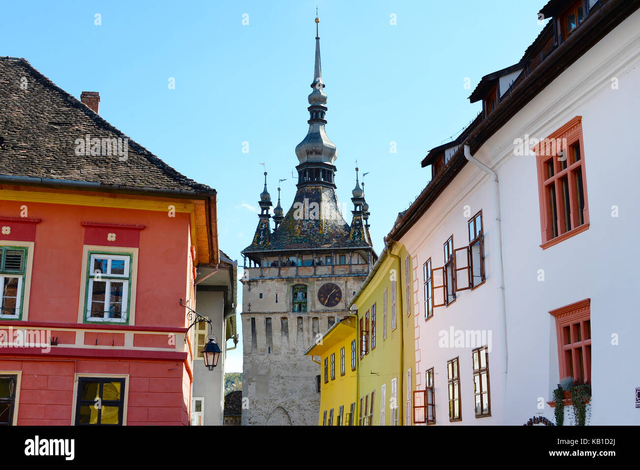 View of famous Clock Tower of Sighisoara.Romania Stock Photo Alamy