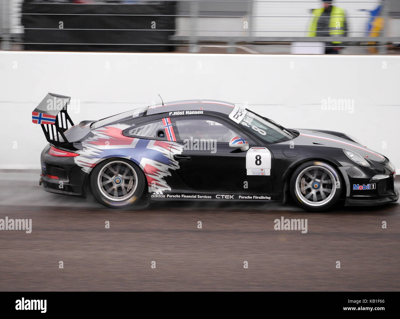 Porsche Carrera cup race car at Anderstorp race track in Småland, Sweden,  Europe Stock Photo - Alamy