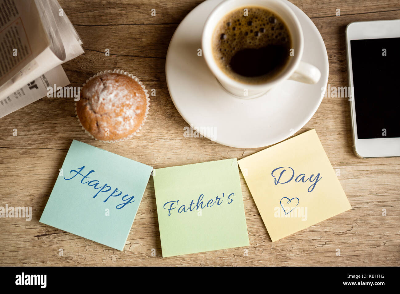 work desk with happy father’s day on sticky paper Stock Photo Alamy