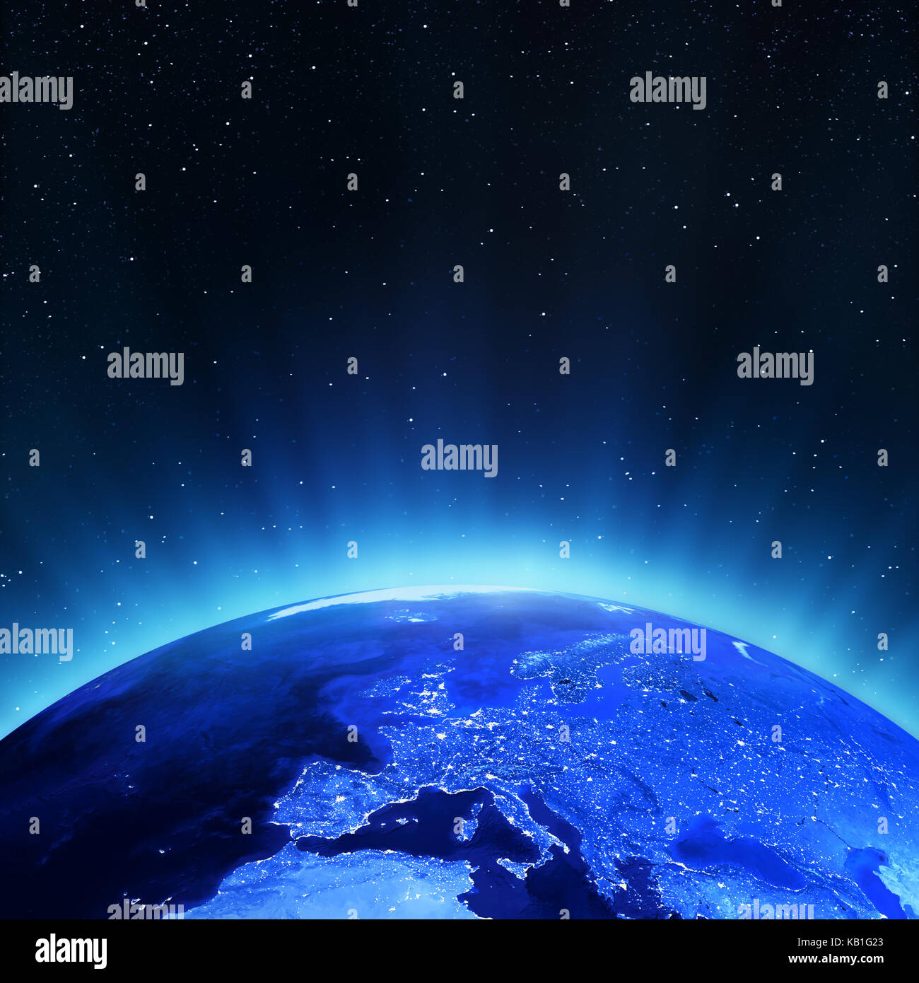 Europe at night. Elements of this image furnished by NASA 3d rendering ...