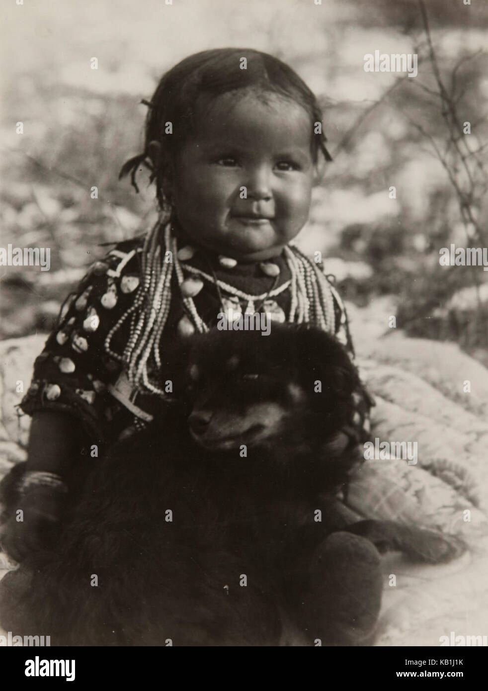 Untitled (Native American Child with Dog) Stock Photo