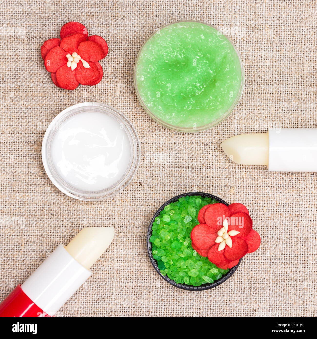 Cosmetics for lip skin care sea salt, natural honey scrub with