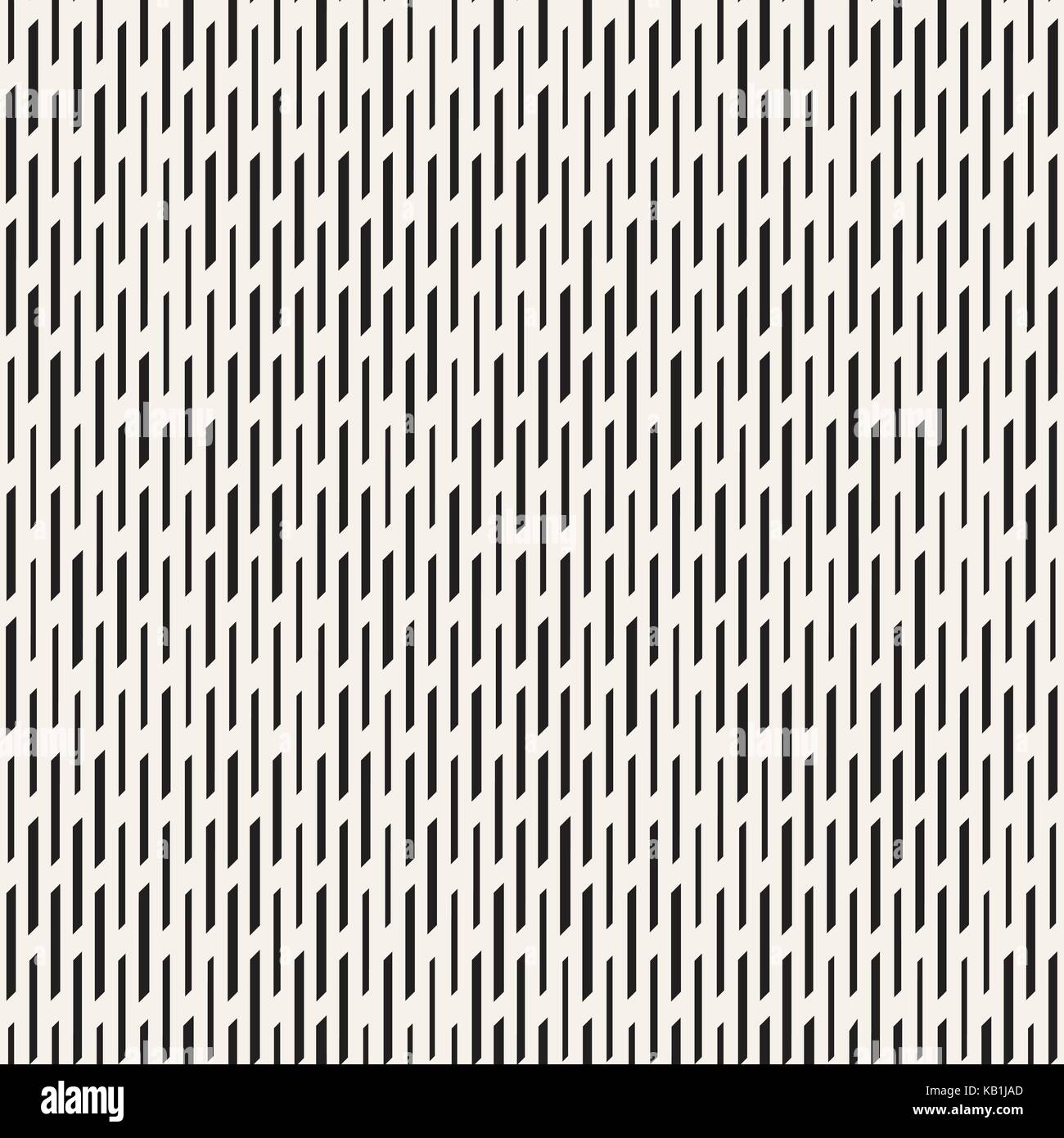 Black and White Irregular Dashed Lines Pattern. Modern Abstract Vector Seamless Background. Chaotic Rectangle Stripes Mosaic Stock Vector