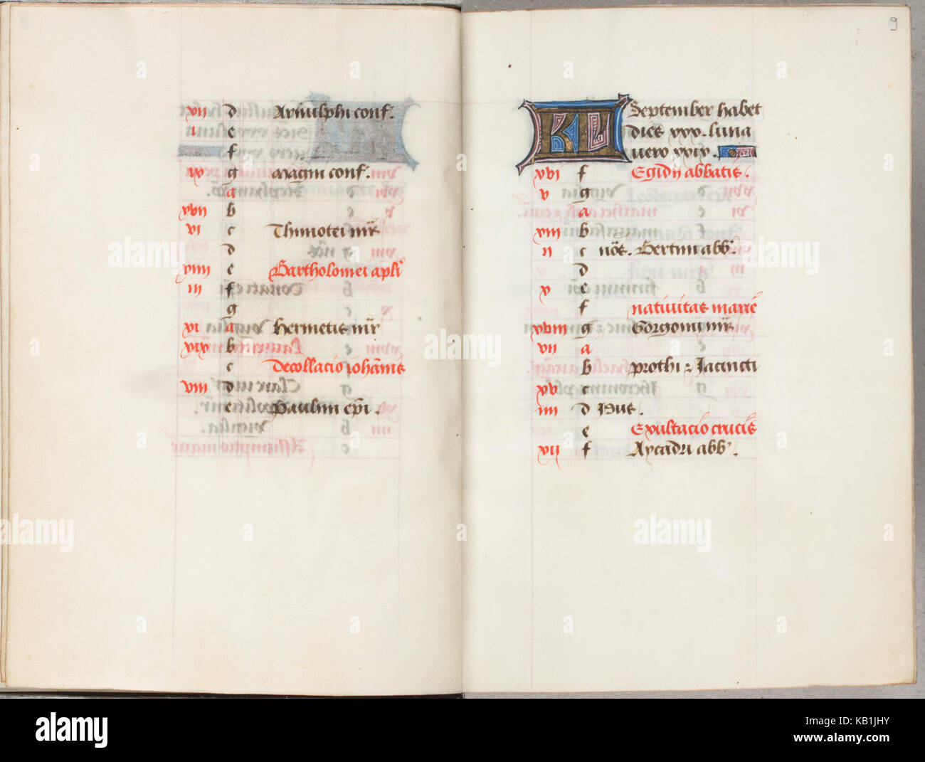 Trivulzio book of hours   KW SMC 1   Calendar for the month of September Stock Photo