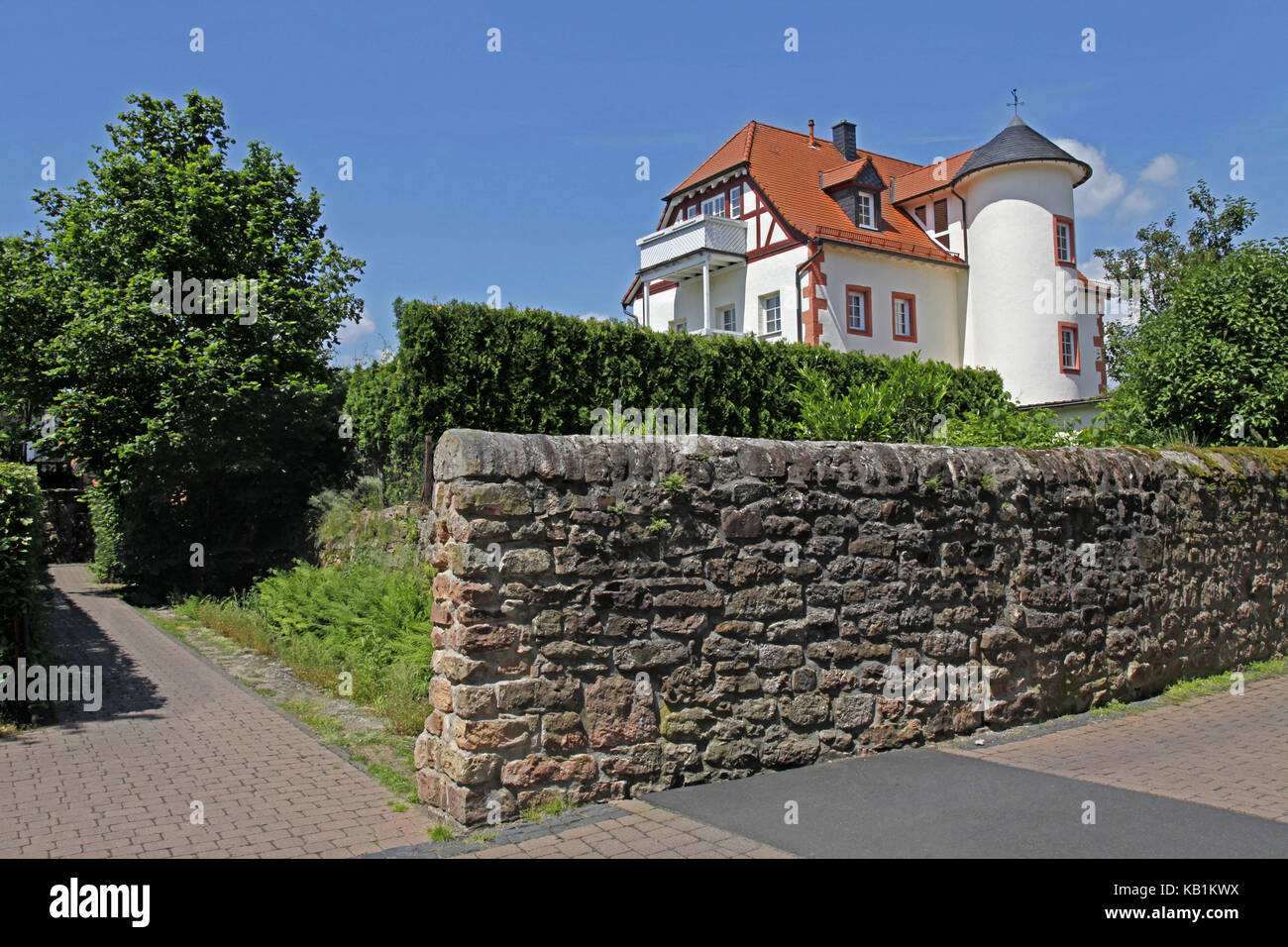 Germany, Hessia, Bad Soden-Salmünster, district of Salmünster, Old Town, Huttenhof, the oldest home office of the Hutten, builds in 14. Cent., recovery in 1995-2005, since 1894 in private property, Stock Photo