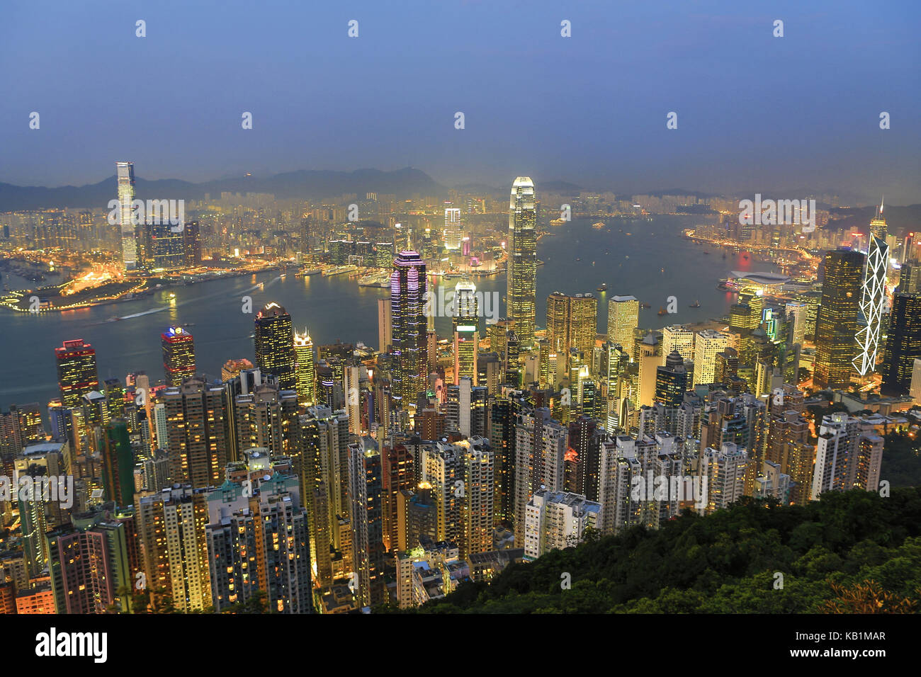 View at the financial centre and business centre, part of town Central, Hong Kong, Stock Photo