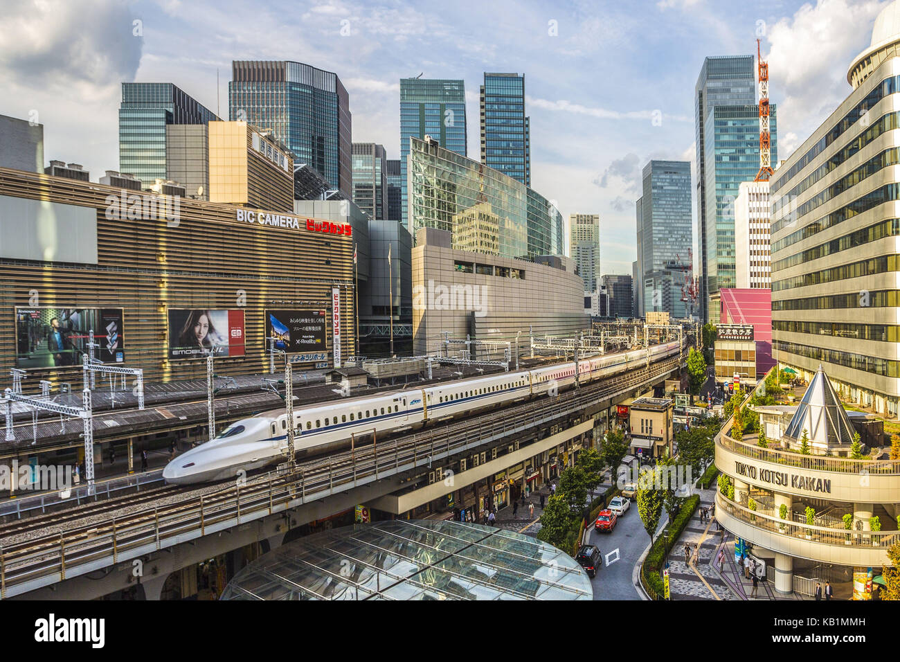 High-speed train, Harajuka station, Tokyo, Stock Photo