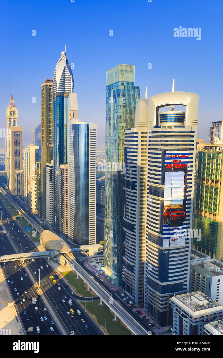 Sheikh Zayed Strasse, Dubai, Stock Photo