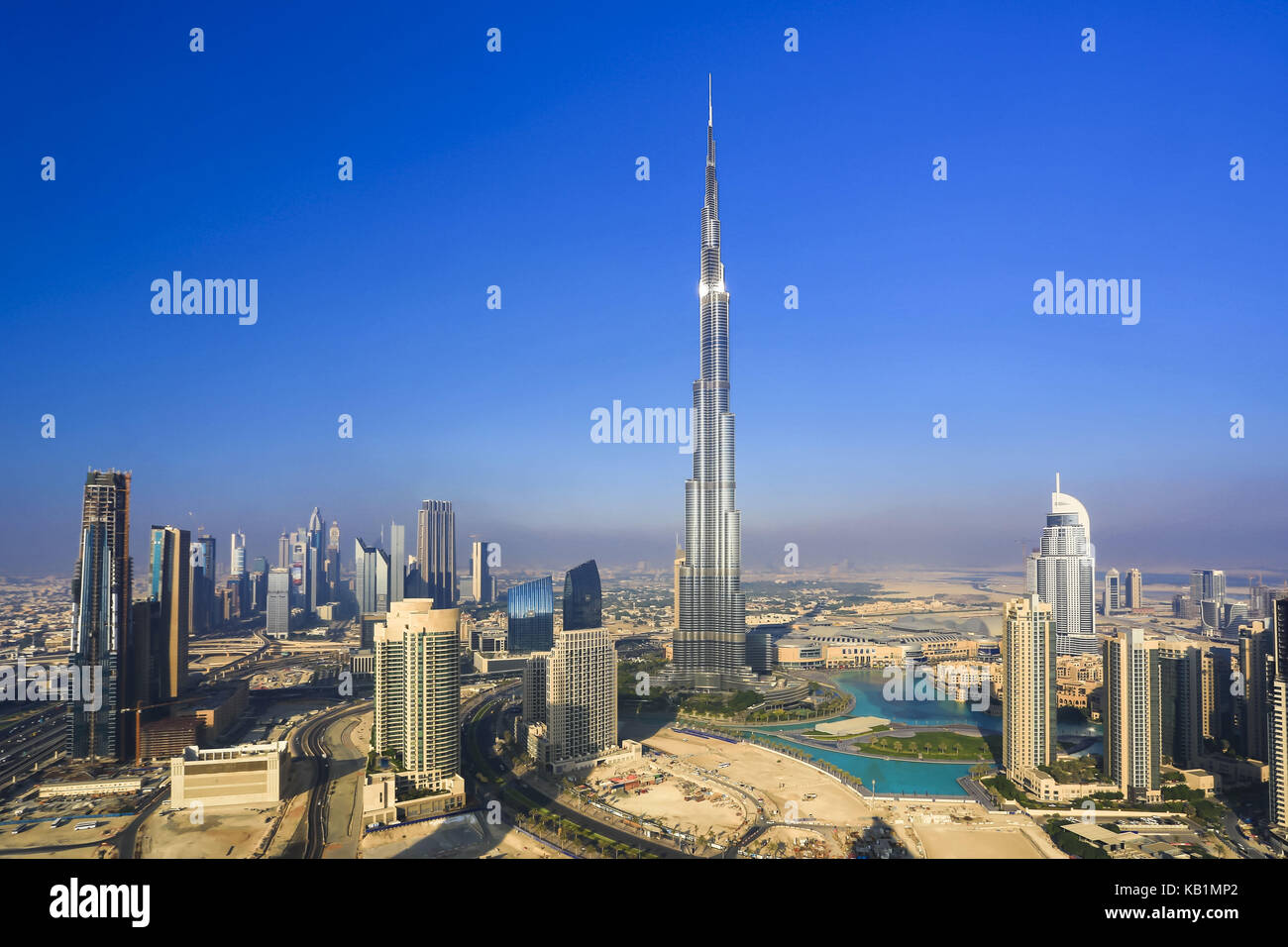 View at the Burj Khalifa Gebäude, centre of the city, Dubai, Stock Photo