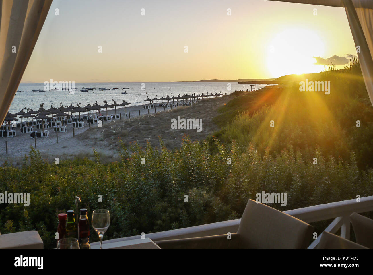 Sunset over Santo Tomas beach, Menorca. Stock Photo