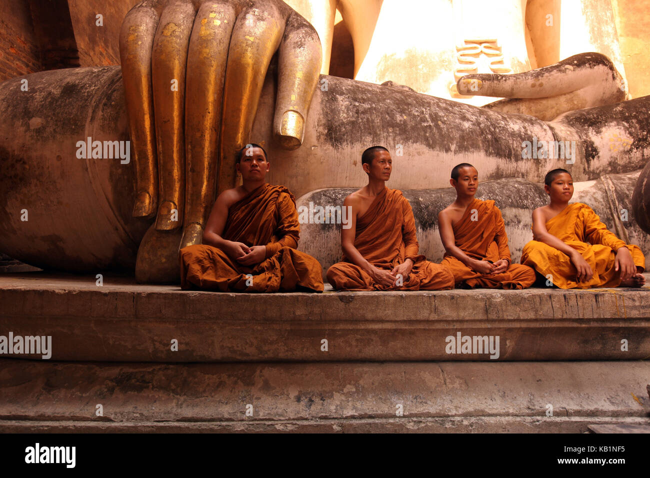 Asia, South-East Asia, Thailand, Sukhothai, historical park, temple, Wat Saphan Hin, hand, Buddha's figure, Stock Photo