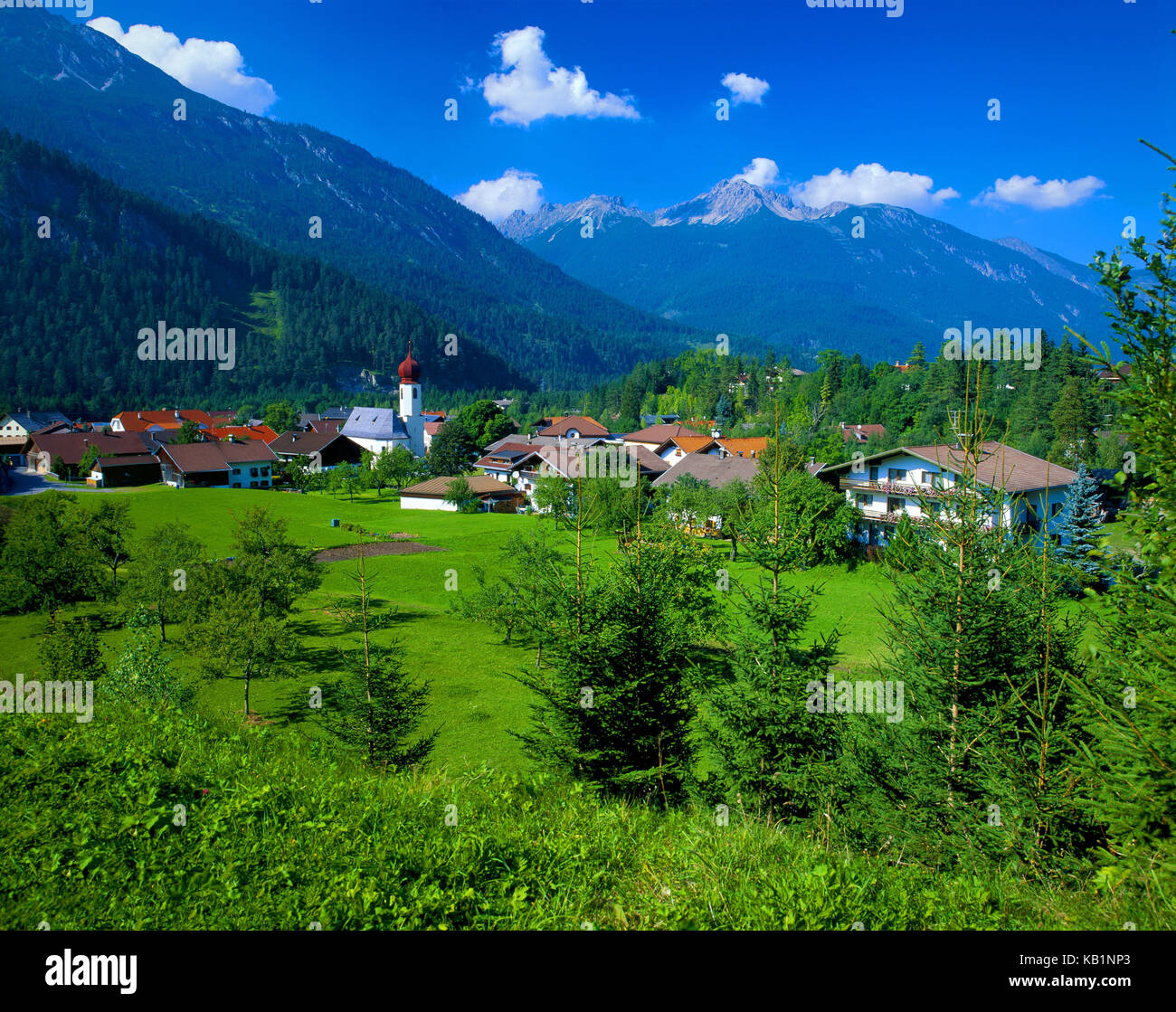 Stanzach in the Lechtal, summer, Stock Photo