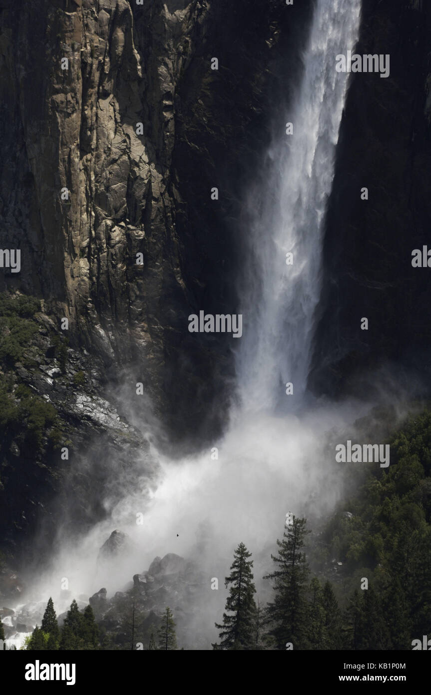 Bridalveil Falls in the Yosemite national park, the USA, Stock Photo
