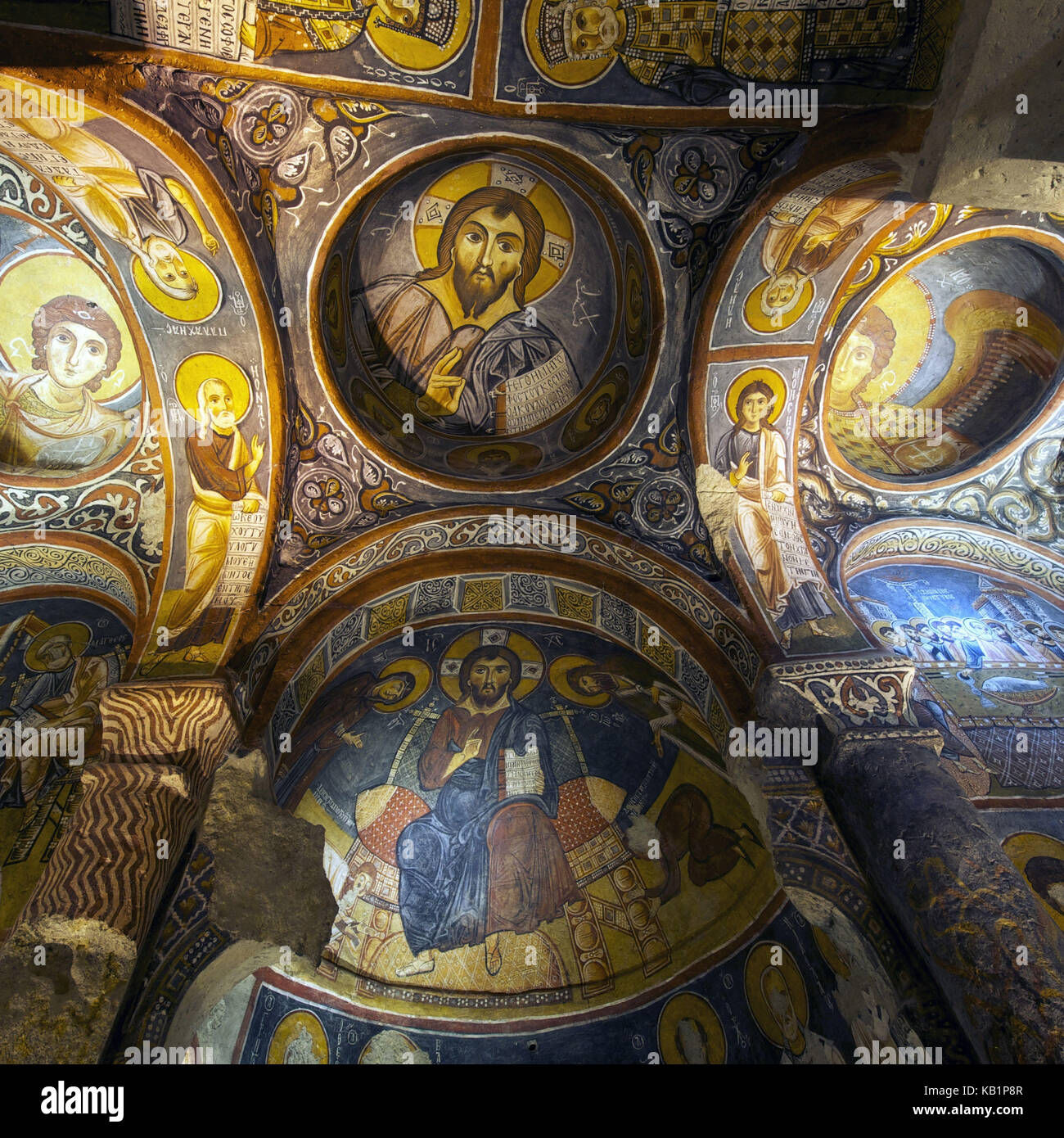 Turkey, Central Anatolia, Cappadocia, Göreme open-air museum, church, Karanlik Kilise, frescoes, Stock Photo